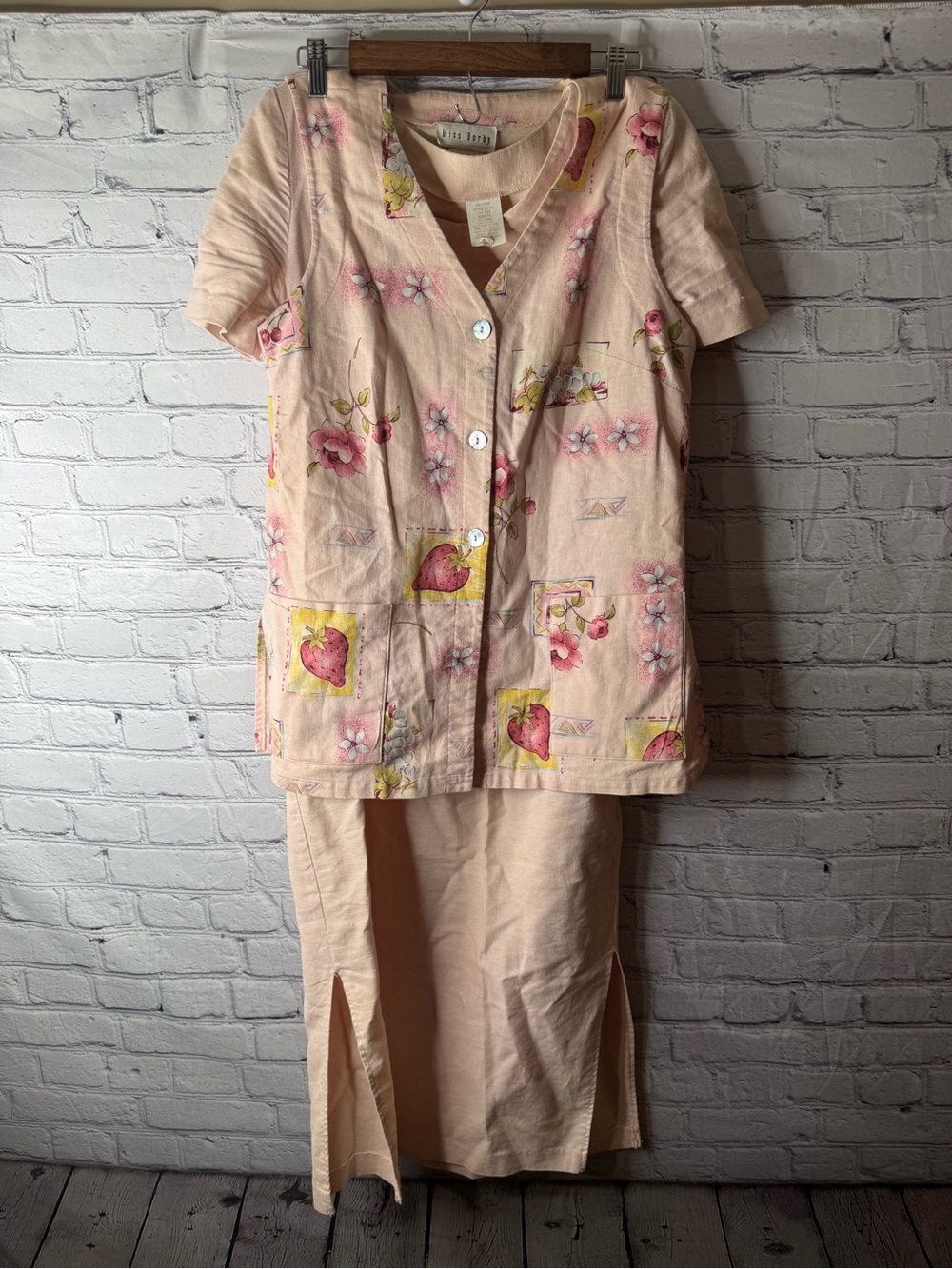 Vintage miss dorby 2 piece linen dress size 12